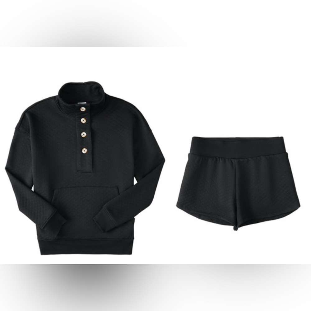 Serra 2pc Ladies Quilted Pajama Set, Black, XL